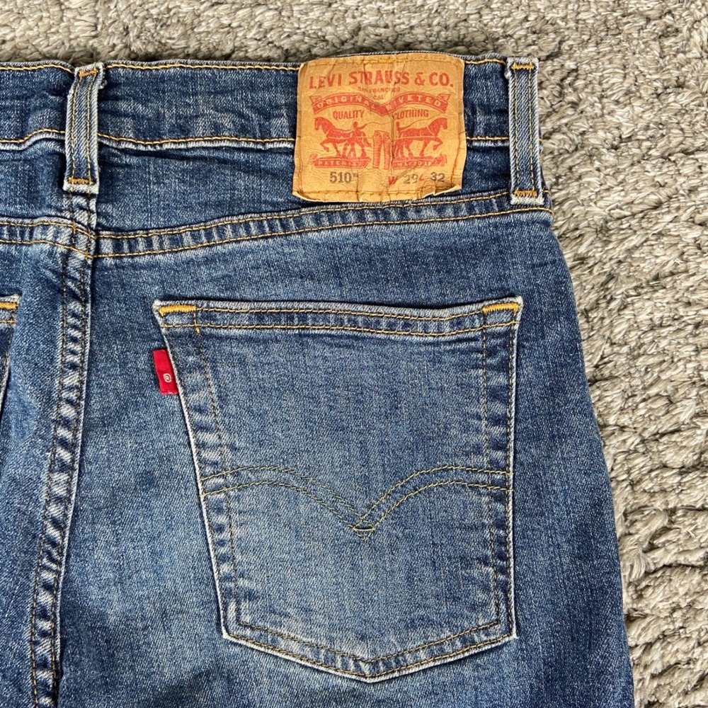 Levis 510 Skinny Jeans Mens 29x32 Blue Denim Stretch Casual Slim (Fits 29x30)